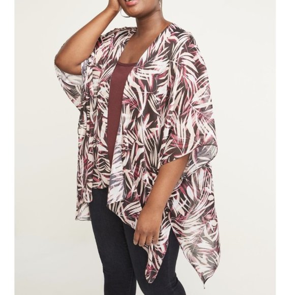 Lane Bryant Printed Kimono Overpiece Palm Print OS - Picture 1 of 5